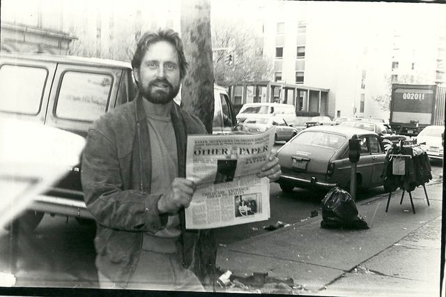 Michael Douglas holding The Other Paper, 1980<br/>